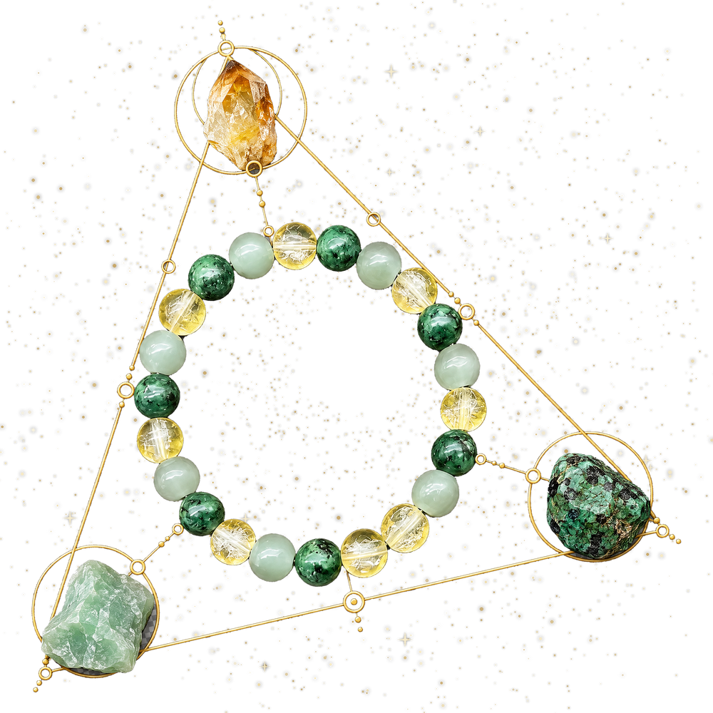 Jovieza bracelet with citrine, green aventurine and African turquoise in a golden triangle